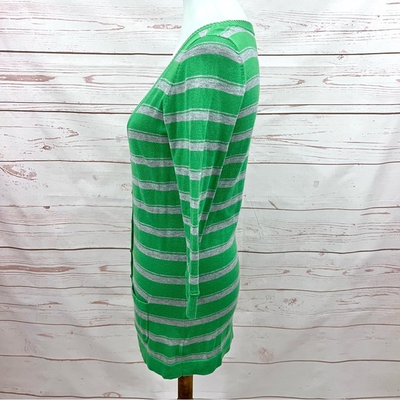 Juicy Couture Kelly Green Striped Royal Crown Button Front Cardigan Sweater - Picture 5 of 9